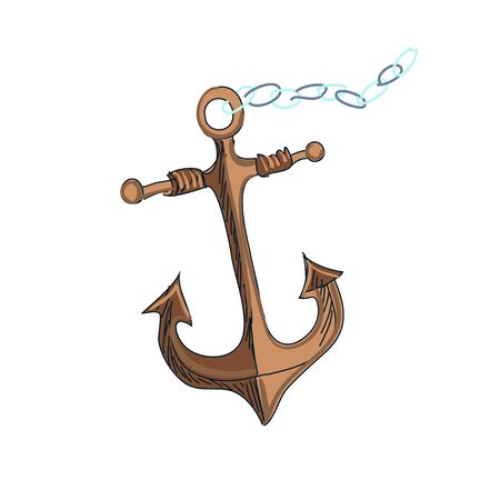 doodle anchor illustration realistic sketchのイラスト素材