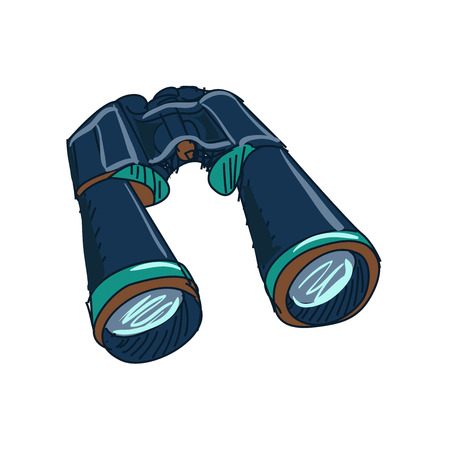 doodle Binoculars isolated in white backgroundのイラスト素材