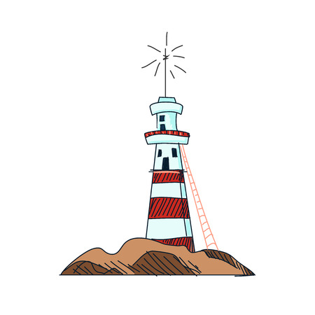 doodle lighthouse isolated on the white backgroundのイラスト素材