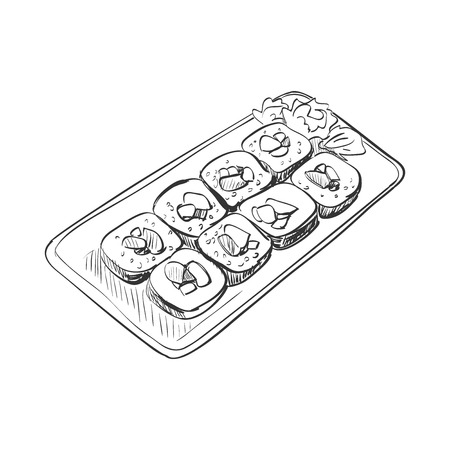 doodle sushi, rolls, sushi, soup. のイラスト素材