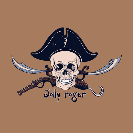 Emblems of skulls on the pirate themeのイラスト素材
