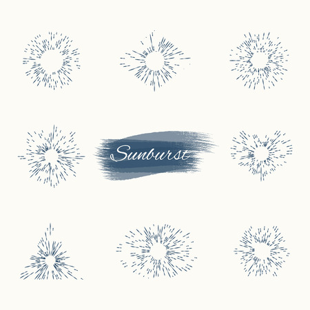 set vintage sun burst frames and design elements. Collection of Sun ray frames vector design elementsのイラスト素材