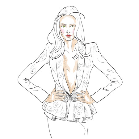 Model fashion. Sketch, excellent vector illustrationのイラスト素材