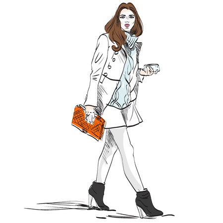 Model fashion. Sketch, excellent vector illustrationのイラスト素材