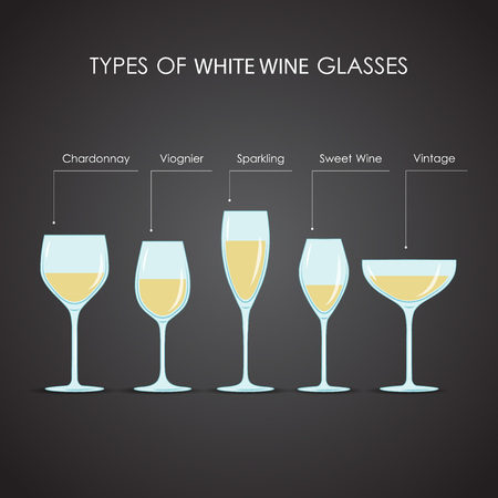 types of white wine glasses, excellent vector illustration, EPS 10のイラスト素材