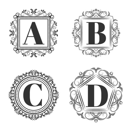 Set of classical logo or monogram design. Letters A, B, C, D. excellent vector illustration, EPS 10のイラスト素材