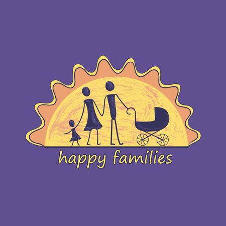 Family label and emblem For Your Design - Isolated On Violet Background - Vector Illustrationのイラスト素材