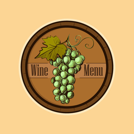Hand drawn Wine label with grapes. Winemaking conceptのイラスト素材