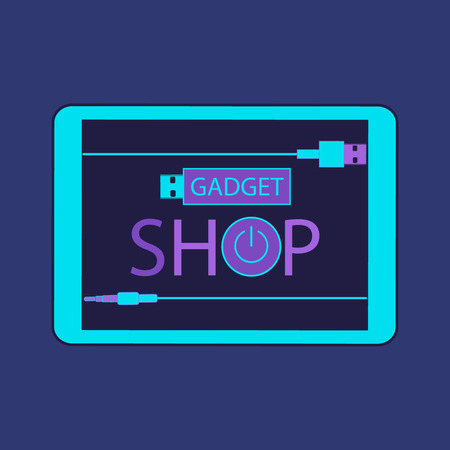 Electronic gadget label for design.  Flat style vector illustration.のイラスト素材