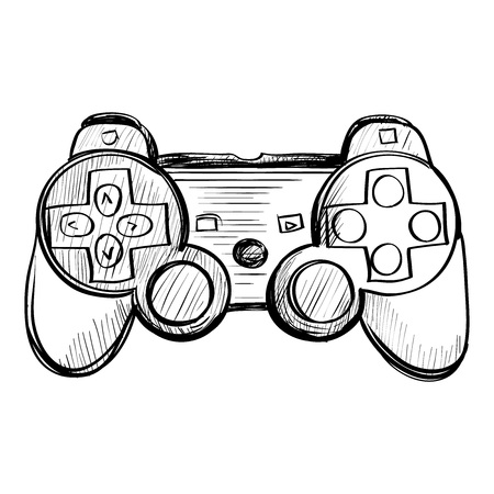 doodle gamepad on a white background, excellent vector illustrationのイラスト素材
