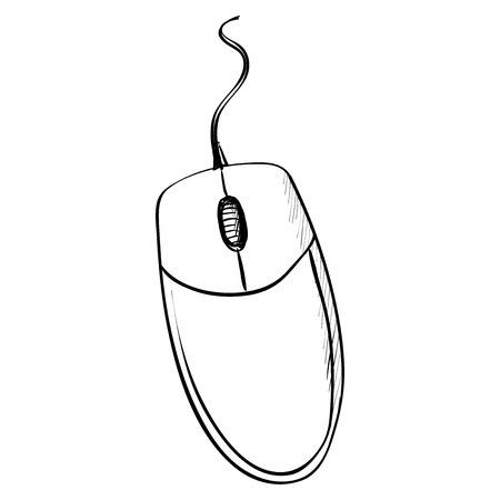 Computer mouse. Doodle style. Excellent vector illustration のイラスト素材