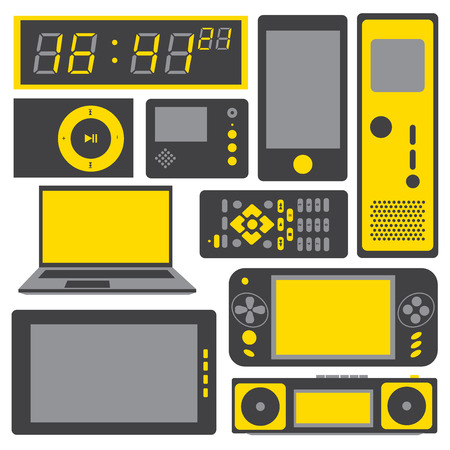 electronic gadgets vector icon set with Computer, tablet pc, laptop, smart phone and otherのイラスト素材