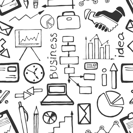 Hand drawn seamless pattern with business iconsのイラスト素材