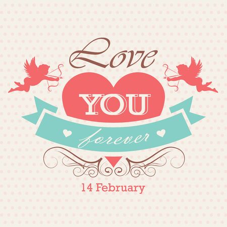 Valentines day - emblem and card. Vector illustration.のイラスト素材