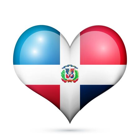 Love Dominican Republic symbol Heart flag icon. Vector illustration.のイラスト素材