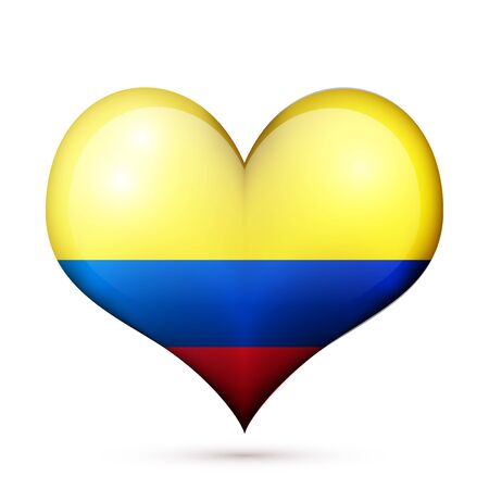 Love Colombia symbol Heart flag icon. Vector illustration.のイラスト素材
