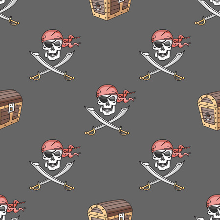Hand drawn pirate seamless pattern. Vector illustration, EPS 10のイラスト素材