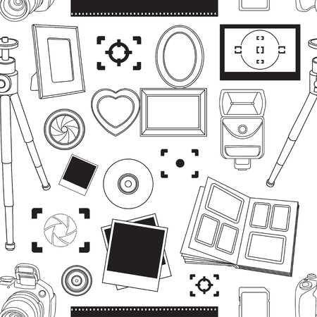 Hand drawn pattern illustration set of photography sign and symbol and elements.のイラスト素材