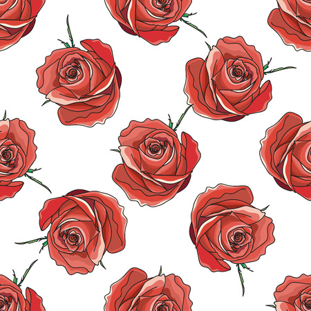 pattern of red roseのイラスト素材