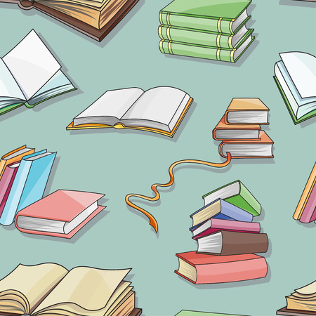 Books pattern isolated on blue background. Vector illustration, EPS 10のイラスト素材