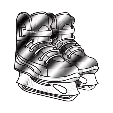 Hand Drawn Illustration of etching ice skates, vector illustrationのイラスト素材