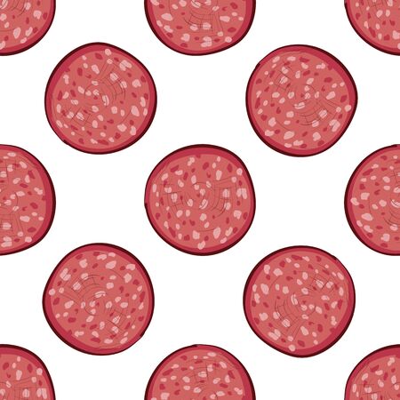 Color seamless pattern with salami.のイラスト素材