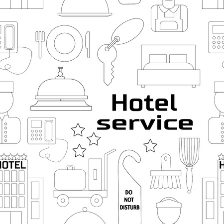 Hand drawn Hotel service pattern. Vector illustration, EPS 10のイラスト素材