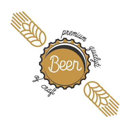 Color vintage beer brewery emblem. Beer labels vector set. Beer badge, alcohol beer, lager beer bottle, beverage beer label illustrationのイラスト素材