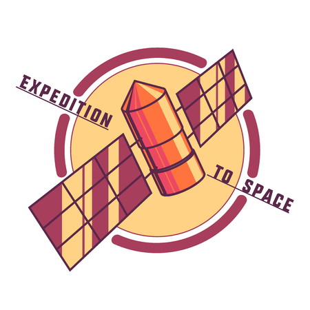 Color vintage space emblem and astronaut badgeのイラスト素材