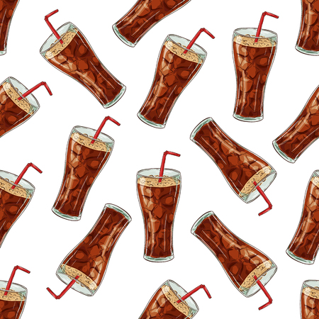 Seamless pattern color cola scetch. Vector Backgroundのイラスト素材
