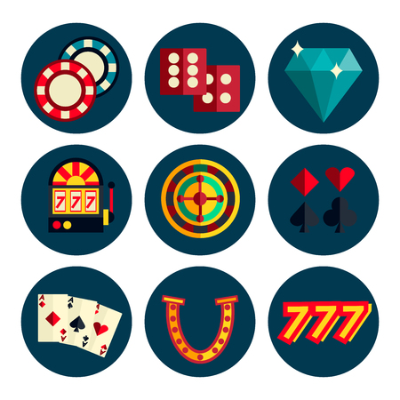Casino flat icons set.のイラスト素材