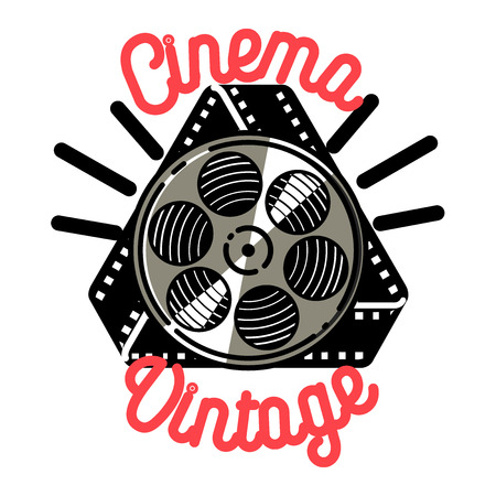 Color vintage cinema emblem. Vector illustrationのイラスト素材