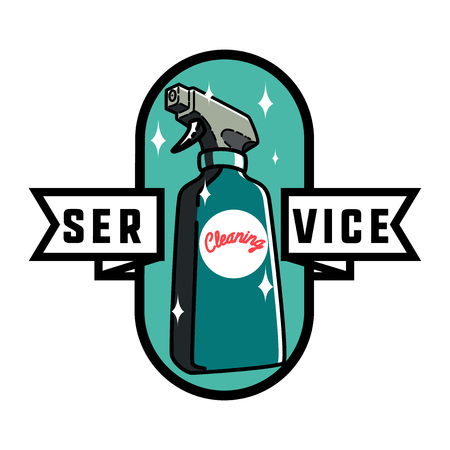 Color vintage cleaning service emblem.のイラスト素材