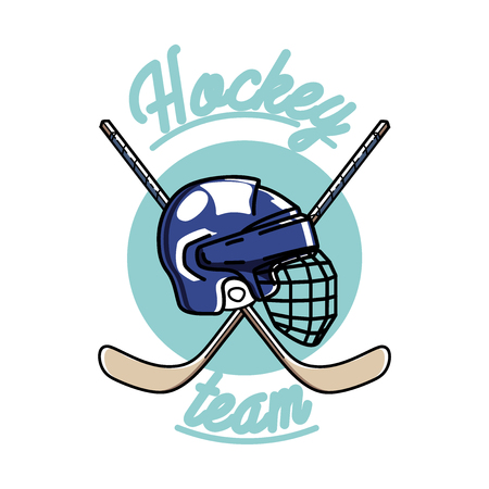Color vintage Hockey emblem. Vector illustrationのイラスト素材