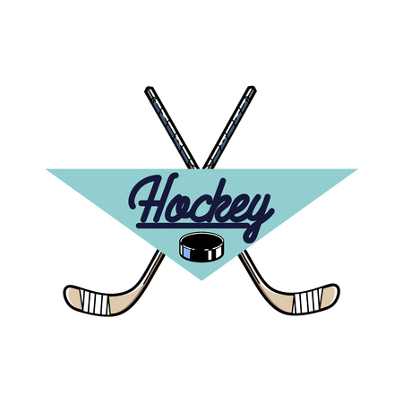 Color vintage Hockey emblem. Vector illustrationのイラスト素材