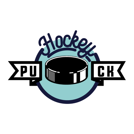 Color vintage Hockey emblem. Vector illustrationのイラスト素材