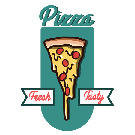 Color vintage pizza emblem.のイラスト素材