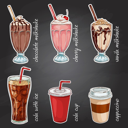 Drinks menu on a black board.のイラスト素材