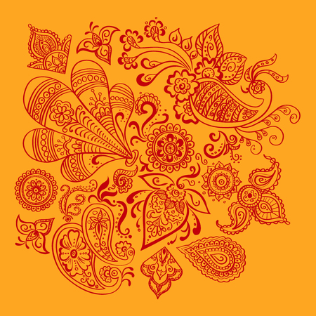 Beautiful Indian floral ornament can be used as a greeting cardのイラスト素材