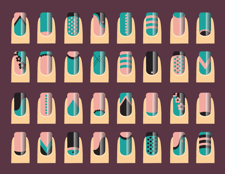 Vector illustration various of nail designs. Vector illustrationのイラスト素材
