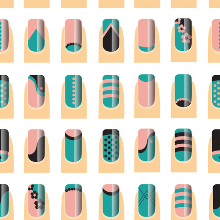 Pattern with various of nail designs.. Vector illustrationのイラスト素材