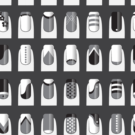 Pattern with various of nail designs.のイラスト素材