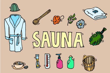 Set of sauna icons.のイラスト素材
