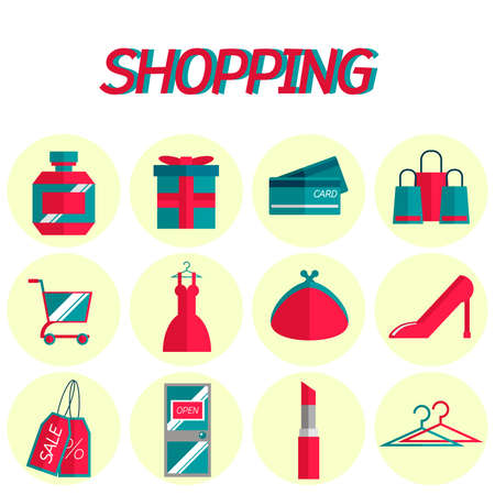 Set of shopping icons in flat design.のイラスト素材