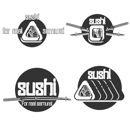 Set of vintage sushi emblems. Sushi Bar.のイラスト素材