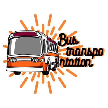 Color vintage bus transportation emblem, labels and designed elements. Color Version.のイラスト素材