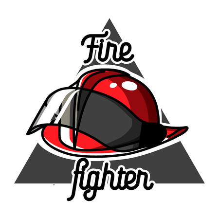 Color vintage fireman emblems, badges  on white background.のイラスト素材