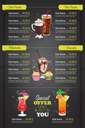 Restaurant vertical color cocktail menu on blackboard.のイラスト素材