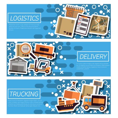 Set of Horizontal Banners about logistics.のイラスト素材
