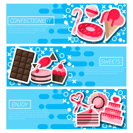 Set of Horizontal Banners about confectionery.のイラスト素材
